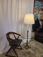Vintage Mid-Century Brass Floor Lamp with Built-In Glass Table  - Image 6