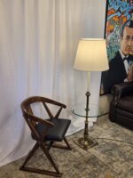 Vintage Mid-Century Brass Floor Lamp with Built-In Glass Table 