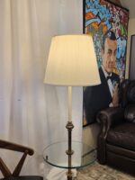 Vintage Mid-Century Brass Floor Lamp with Built-In Glass Table  - Image 3