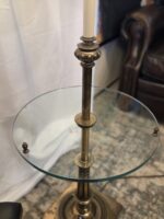 Vintage Mid-Century Brass Floor Lamp with Built-In Glass Table  - Image 4