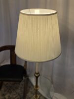 Vintage Mid-Century Brass Floor Lamp with Built-In Glass Table  - Image 8
