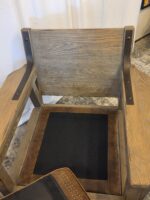 Custom Heavy Artisan Brown Leather Lounge Chair + Restoration Hardware Ottoman - Image 9