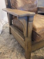 Custom Heavy Artisan Brown Leather Lounge Chair + Restoration Hardware Ottoman - Image 8