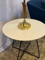 Knoll Designer Side and Accent Table - White Round Top with Cord Pass Through 22 Round 20H - Image 4