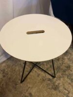 Knoll Designer Side and Accent Table - White Round Top with Cord Pass Through 22 Round 20H - Image 2
