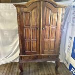 Antique Solid Wood Armoire  Wardrobe Cabinet – Ornate Carved Details Large 75H 43W 26D