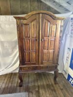 Antique Solid Wood Armoire  Wardrobe Cabinet – Ornate Carved Details Large 75H 43W 26D
