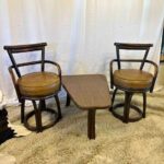 Mid-Century Rattan, Bamboo & Walnut Bistro Set Breakfast nook small space apartment corner