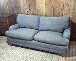 Down Filled Blue Sofa 72” Couch English Roll Arm Custom Made
