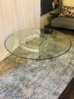 Sculptural Lucite Base Coffee Table 42 Inch Round Glass - Image 5
