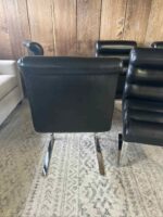 Authentic 1960s Preview Mid-Century Modern Leather & Chrome Metal Cantilever Dining Chairs Set of 6 - Image 5