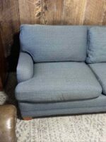 Down Filled Blue Sofa 72” Couch English Roll Arm Custom Made - Image 2