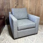 Crate & Barrel Gray Upholstered Lounge Chair Club Lounge Living Room Armchair Fabric