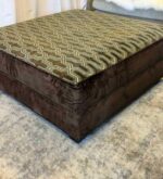 Geometric Boho 39” x 39” Oversized Ottoman / Coffee Table – Brown Velvet Custom Upholstery - Image 2