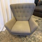 Pottery Barn Wells Swivel Wingback Chair Gray Lounge Armchair Living Room