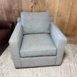 Crate & Barrel Gray Upholstered Lounge Chair Club Lounge Living Room Armchair Fabric - Image 2
