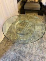 Sculptural Lucite Base Coffee Table 42 Inch Round Glass - Image 2