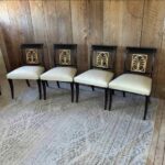 4 Vintage French Regency Dining Chairs Black & Gold Set of 4 Only$250 for all 4