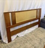 1960s Danish Modern Wahl Iversen Falster Teak & Cane King Headboard 72W 38H