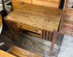 Antique Arts & Crafts Oak Writing Desk – Crescent Line Furniture Storage 36W 24D 30H - Image 3