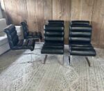Authentic 1960s Preview Mid-Century Modern Leather & Chrome Metal Cantilever Dining Chairs Set of 6 - Image 2