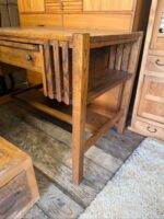 Antique Arts & Crafts Oak Writing Desk – Crescent Line Furniture Storage 36W 24D 30H - Image 2