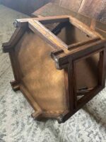 Mid-Century Vintage Solid Wood Coffee Table and Octagon End Tables - MCM Green-Brown Tops - Image 6