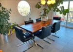 Authentic 1960s Preview Mid-Century Modern Leather & Chrome Metal Cantilever Dining Chairs Set of 6