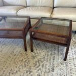 Jack Cartwright for Founders Oak & Cane End Tables Pair of 2 - 21x21x16