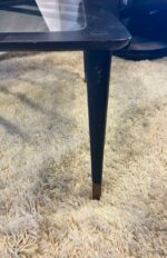 Vintage Mid-Century Modern Tiered Corner Side Table – Black & Glass 32x32x22H - Image 3