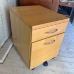 Vintage Danish Teak Mobile Filing Cabinet 21H 15W 18D Rolling w Caster Wheels
