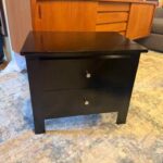 Black Modern Minimalist 2-Drawer Nightstand & End Table 23.5"W 17"D 21"H