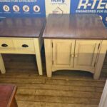 2 - Two-Tone White Farmhouse Side Tables 24x24x24 & 28x28x25.H $120 each