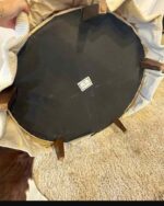 Baker Furniture White Upholestered Round Tufted Ottoman & Bench Coffee Table 39" Round 15" High - Image 3