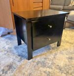 Black Modern Minimalist 2-Drawer Nightstand & End Table 23.5"W 17"D 21"H - Image 2