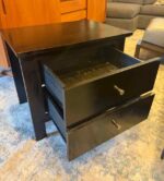 Black Modern Minimalist 2-Drawer Nightstand & End Table 23.5"W 17"D 21"H - Image 3
