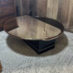Milo Baughman Vintage Swivel Top Brass & Glass Coffee Table