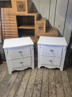 Pair of White French Country Nightstands with Glass Crystal Knob Handles - Image 10