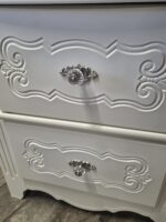 Pair of White French Country Nightstands with Glass Crystal Knob Handles - Image 5