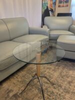 Vintage Mid-Century Modern Inspired Round Glass Top Accent Table - Image 3