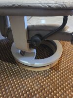Vintage Ekornes Style Gray Leather Swivel Recliner (with Custom Base Riser) - Image 2
