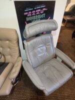 Vintage Ekornes Style Gray Leather Swivel Recliner (with Custom Base Riser) - Image 4