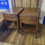 Antique Genuine Mahogany Leather Top Nightstands Pair of 2