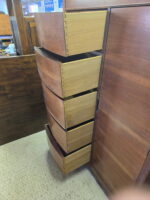 Vintage Mid Century Modern Walnut Bedroom Set with Cedar Wardrobe & Dresser with Mirror - Image 4