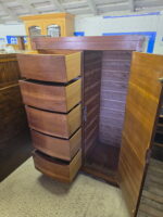 Vintage Mid Century Modern Walnut Bedroom Set with Cedar Wardrobe & Dresser with Mirror - Image 2