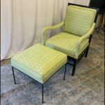 A Vintage Hollywood Regency Lounge Chair & Ottoman – Brand New Professional Custom Upholstery