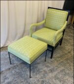 A Vintage Hollywood Regency Lounge Chair & Ottoman – Brand New Professional Custom Upholstery