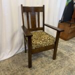 Vintage Mission Arts and Crafts Wood Armchair Custom Upholstery