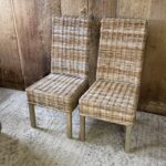Pair of Vintage Wicker Accent Chairs, Farmhouse Cottage Rustic Boho Chic