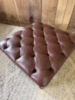 Brown Embossed Leather Tufted Ottoman Coffee Table, 33”X33”x17”H - Image 3
